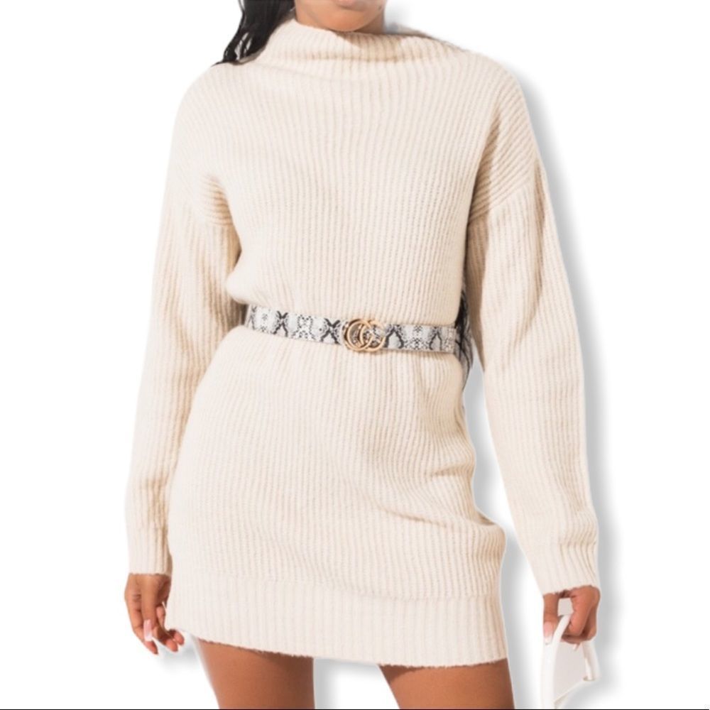 AKIRA All Day Every Day Basic Turtleneck Dress - Picture 1 of 12